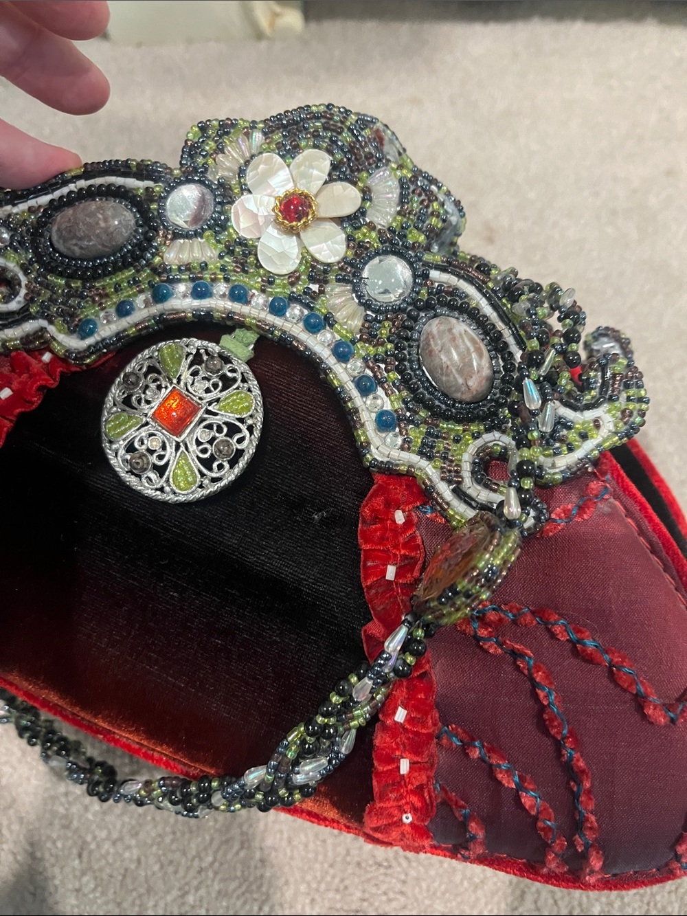 Mary Frances Embellished Red Beaded Evening Bag - Designer Style - Picture 7 of 7